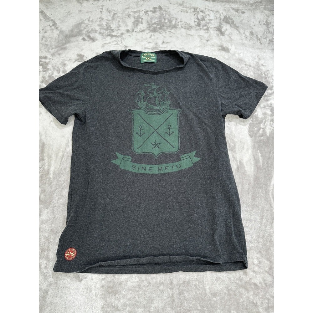 Jameson Whiskey T Shirt Mens Size 2XL Gray Short Sleeve‎ Crewneck Sine Metu Logo